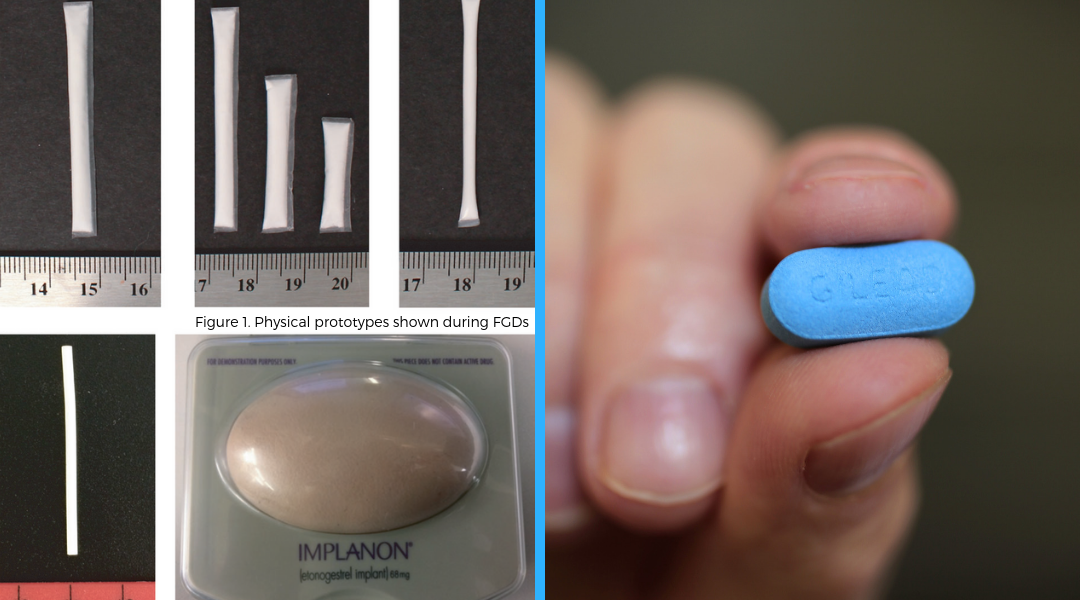 (left) physical implant prototypes shown during focus group discussions and (right) pre-exposure prophylaxis Truvada pill