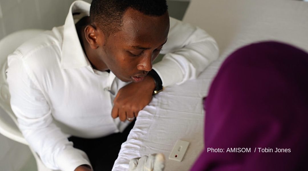 African man receiving a HIV test