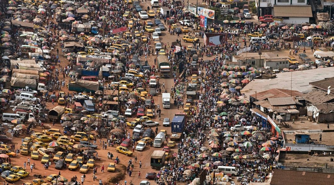 A transportation center in sub-Saharan Africa