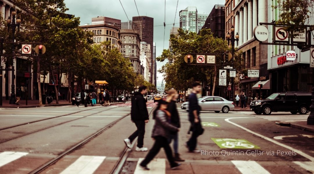 a downtown street view of San Francisco